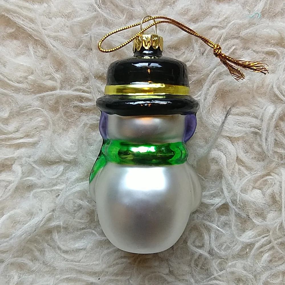 Vintage Avon Blown Glass Christmas Ornament Set Gift Box Snowman Bear Nutcracker